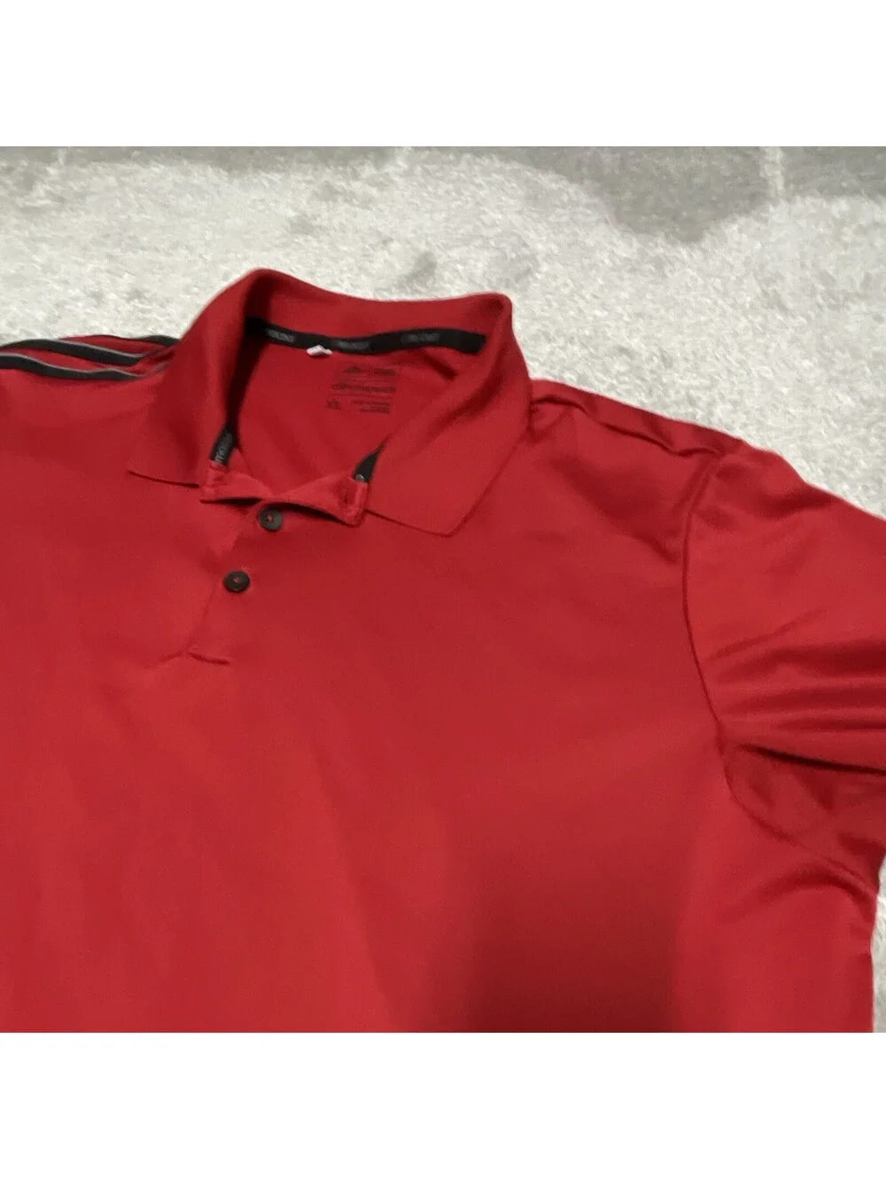 adidas Climacool Men's XL Polo Red/Black Solid Short Sleeve Collared Logo